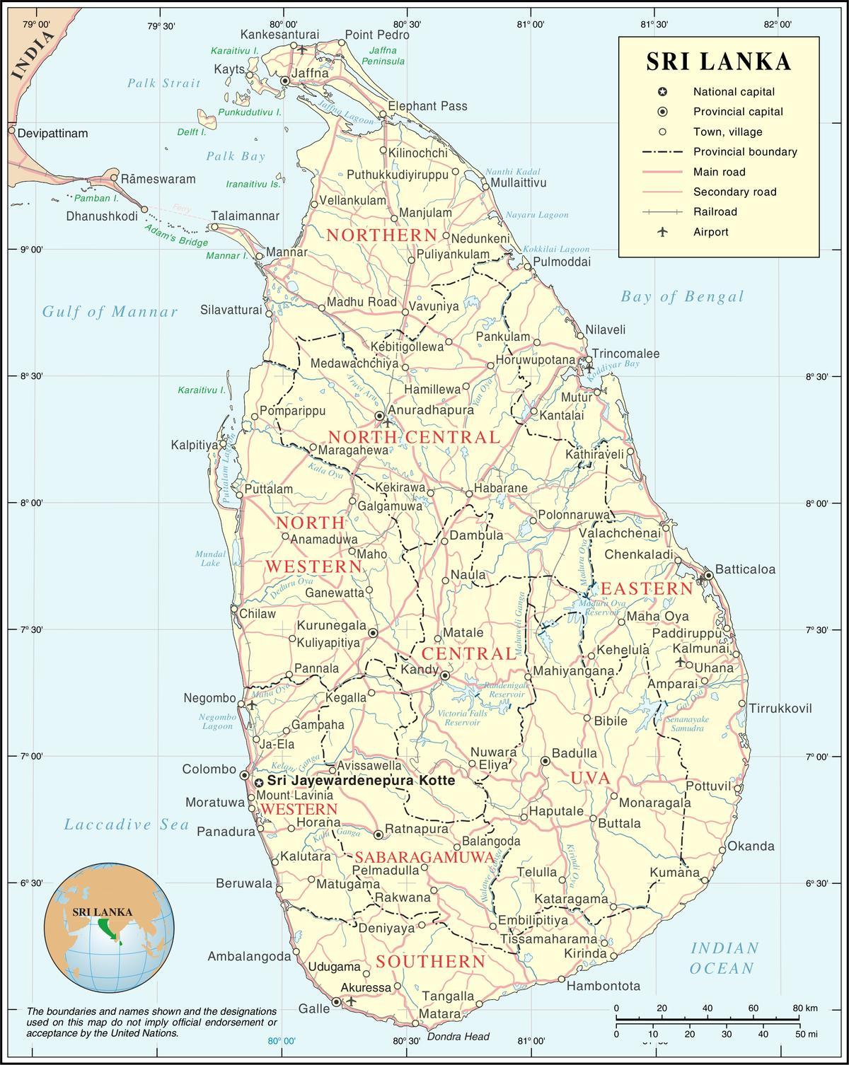 aeroportet Sri Lanka hartë