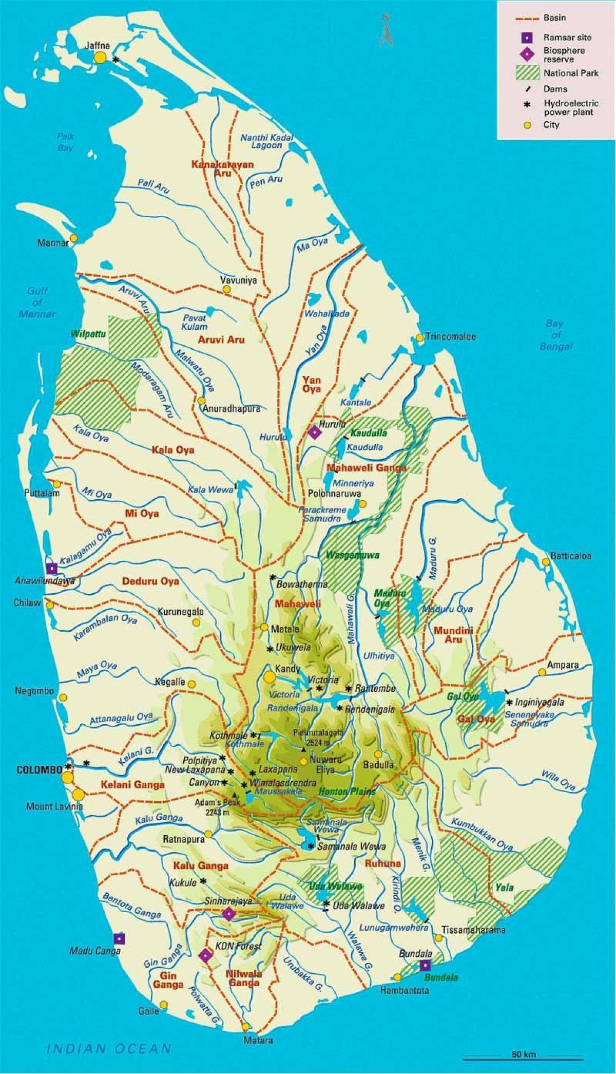 harta e Sri Lanka gjeografi