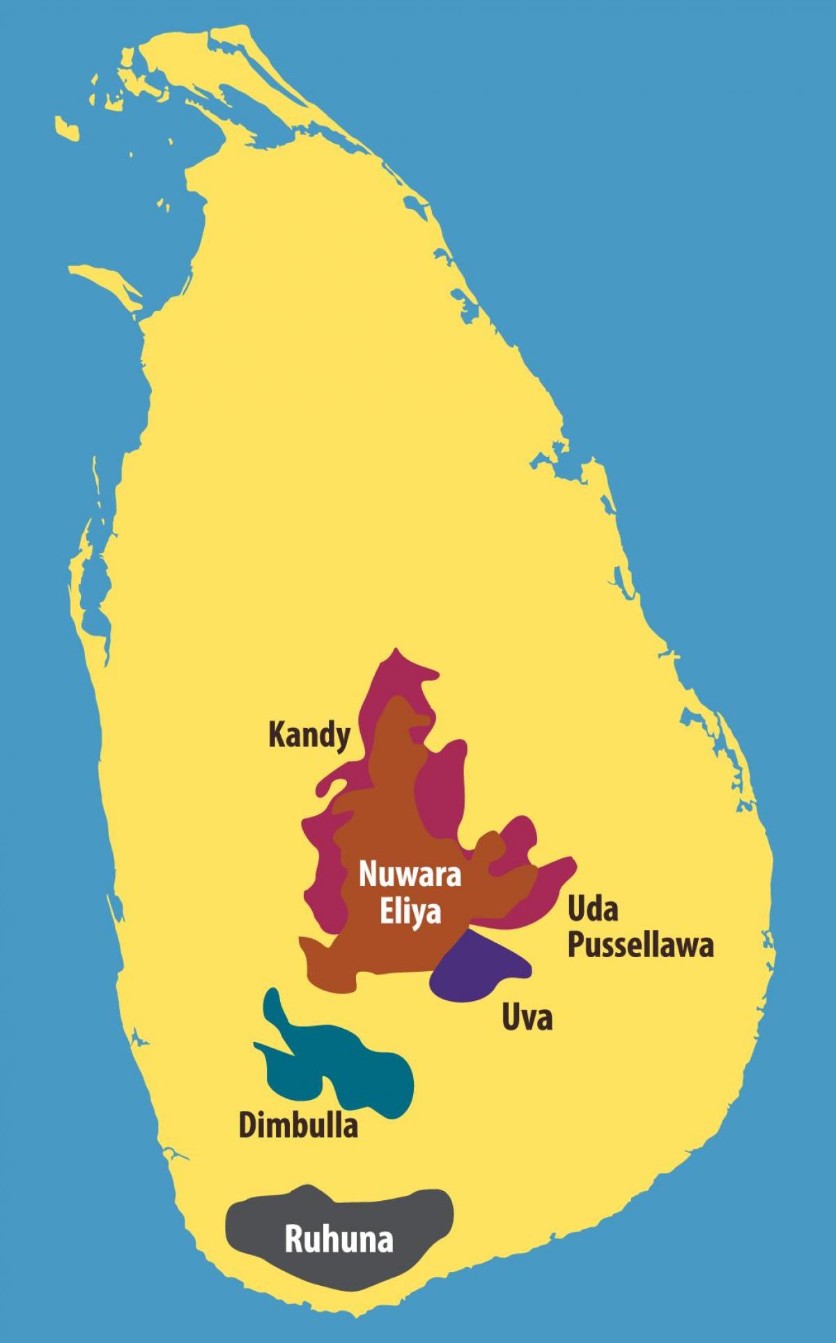 harta e Sri Lanka plantacione çaji