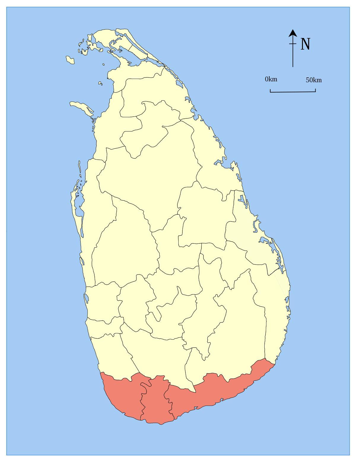 harta e Sri Lanka provinca jugore