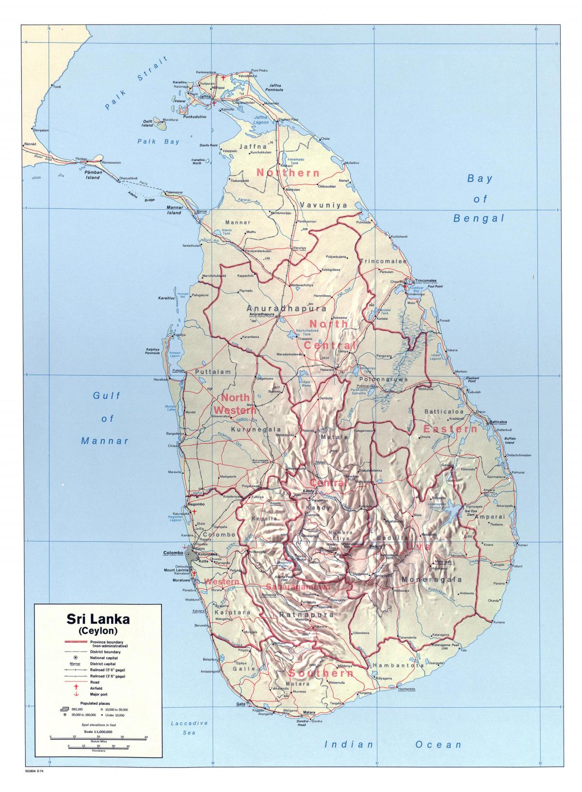 harta e Sri Lanka, me qytetet