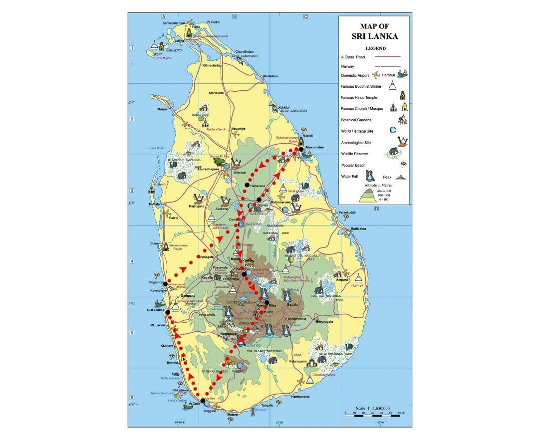 harta e simboleve në Sri Lanka