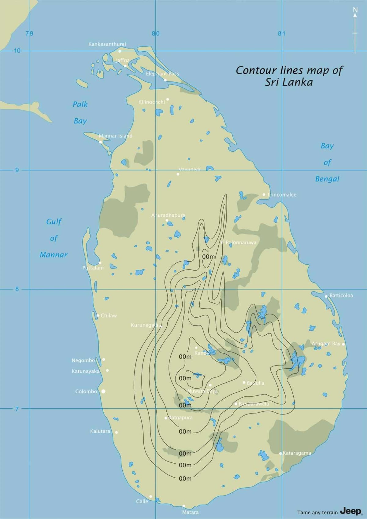 harta e konturave harta e Sri Lanka
