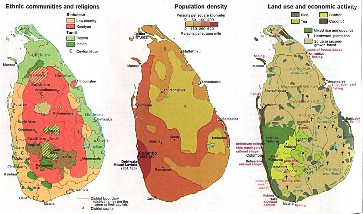 harta e Sri Lanka bujqësisë