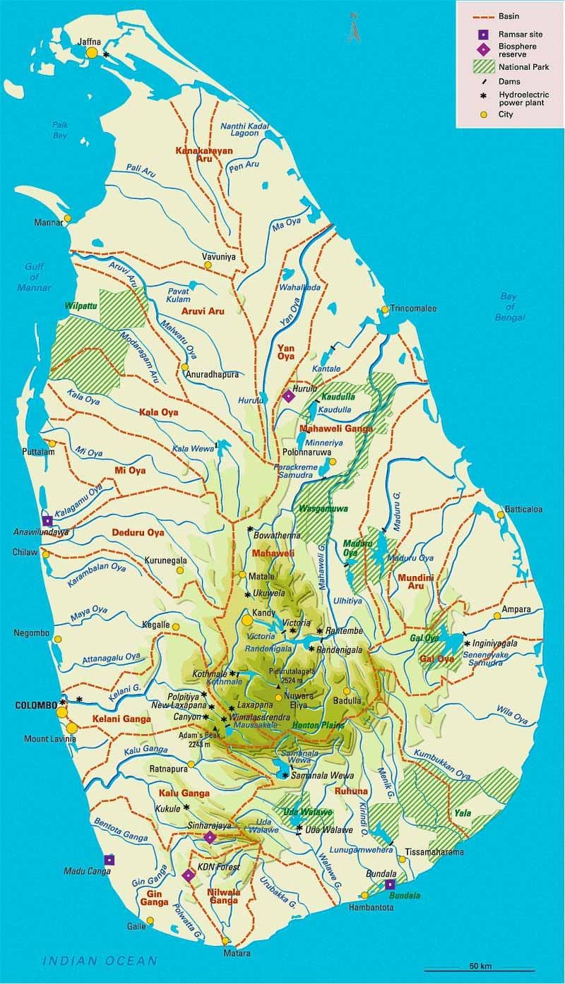 harta e Sri Lanka gjeografi