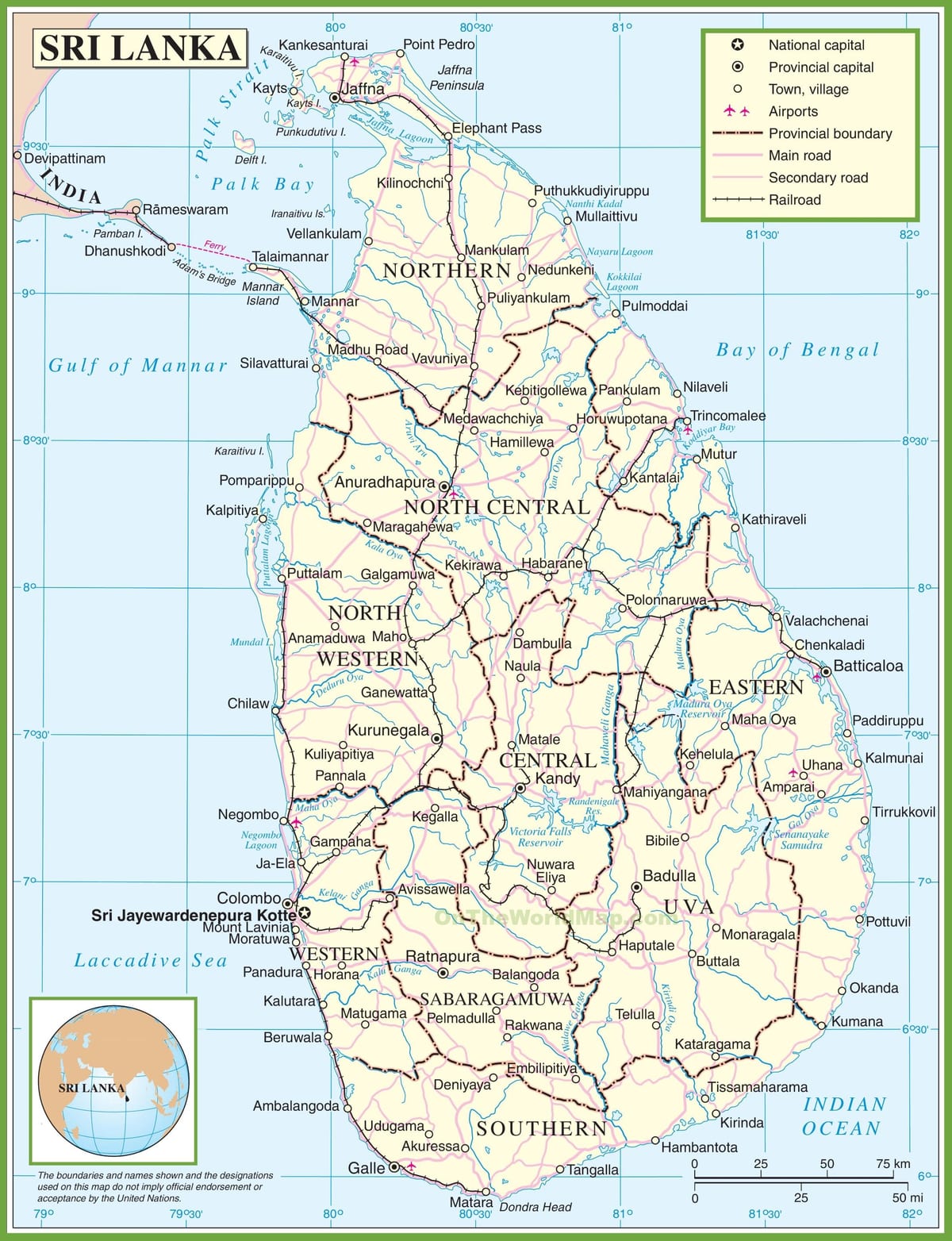 harta e Sri Lanka politike