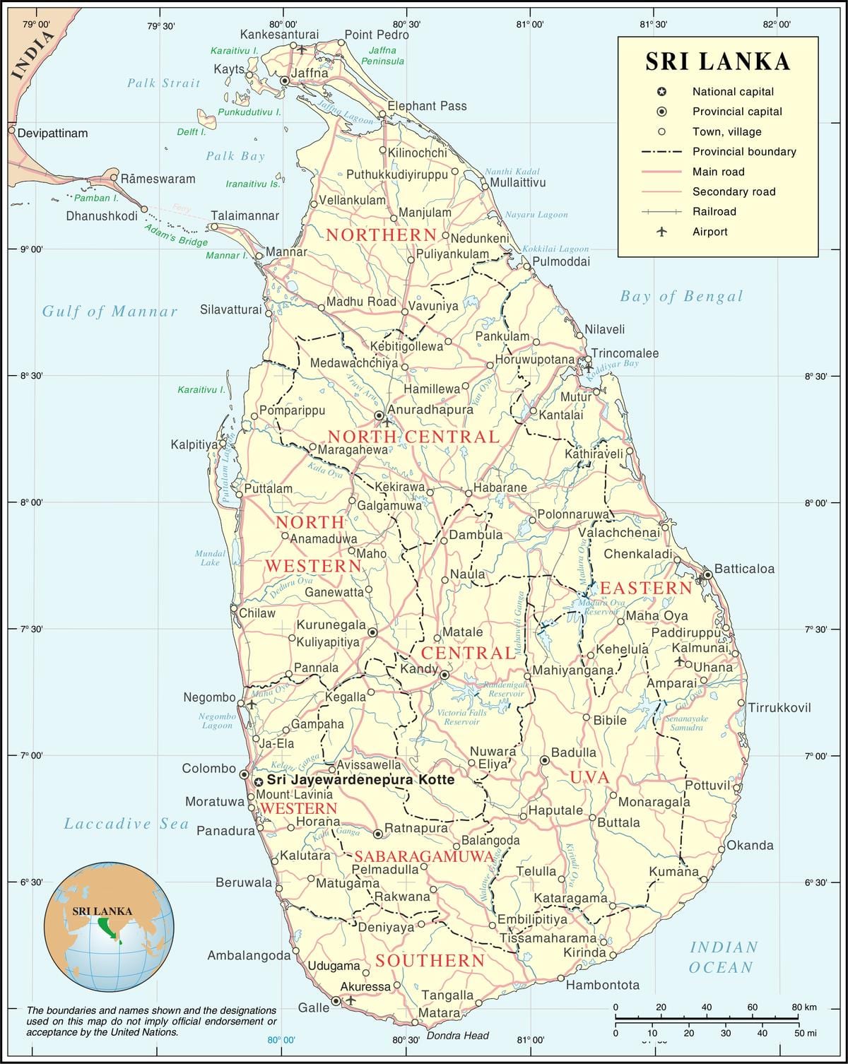 harta e Sri Lanka qytet