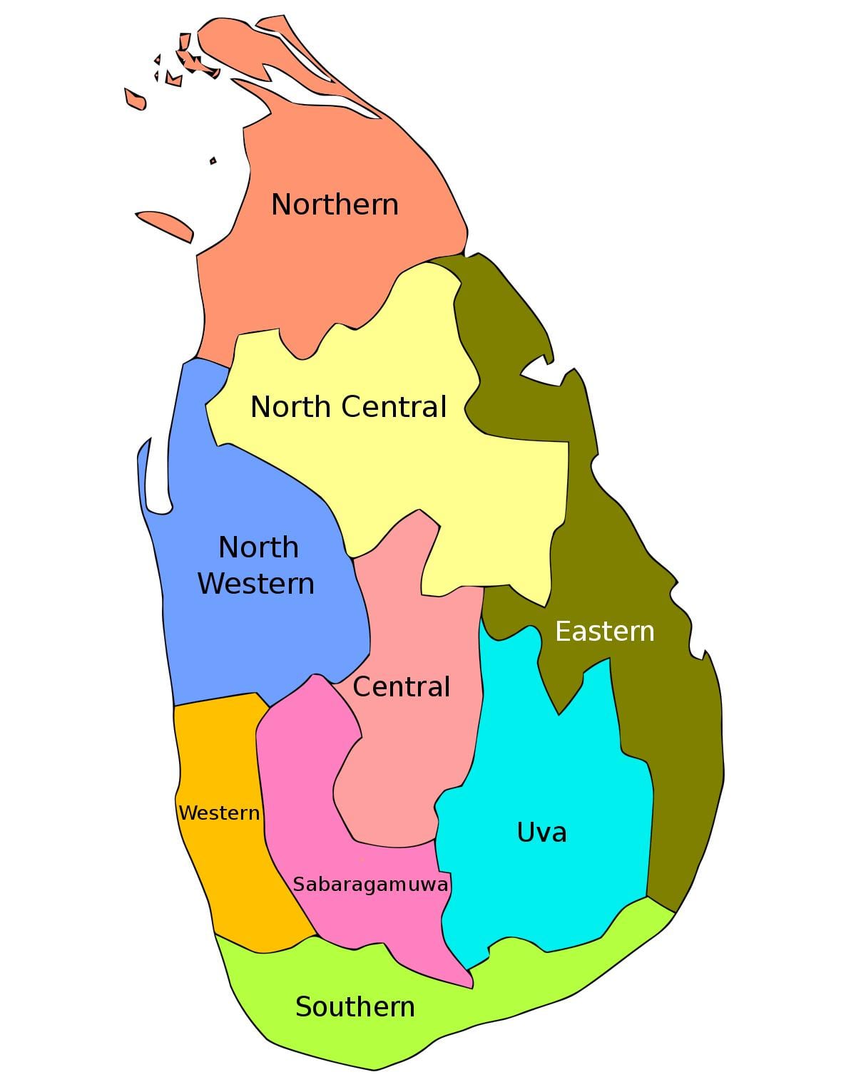 Sri Lanka harta me shtetet e