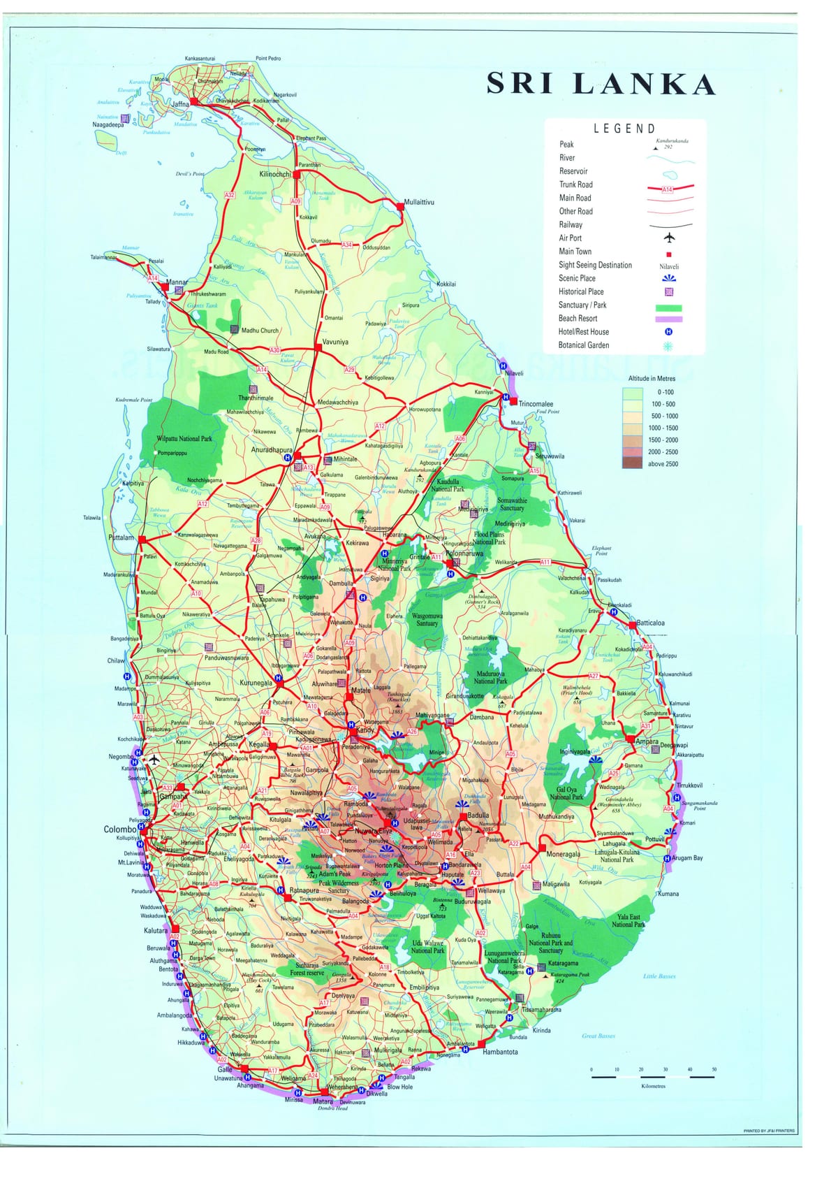 harta e Sri Lanka transportit