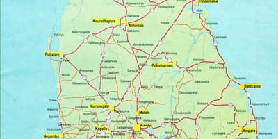 Rruga distancë harta e Sri Lanka