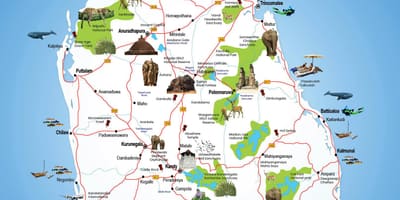 Turistike vende në Sri Lanka hartë