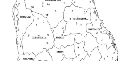 Harta e Sri Lanka harta e zezë dhe e bardhë