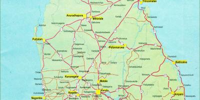 Harta e Sri Lanka hartë me distancë