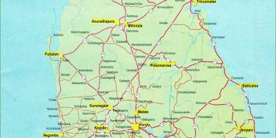 Rruga distancë harta e Sri Lanka
