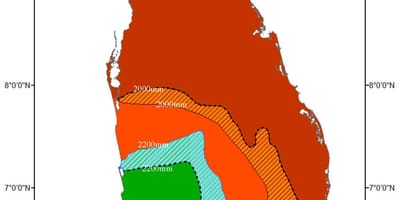 Sri Lanka klimatike të zonës hartë
