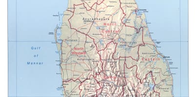 Harta e Sri Lanka, me qytetet