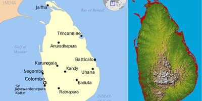 Harta e Sri Lanka topografike