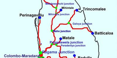 Trenat në Sri Lanka hartë